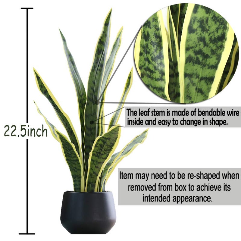Bird Fiy Artificial Snake Plant 22.5" Faux Agave Fake Sansevieria Artificial Potted Plants for Indoor and Outdoor Home Office DÃ©cor - Image 2